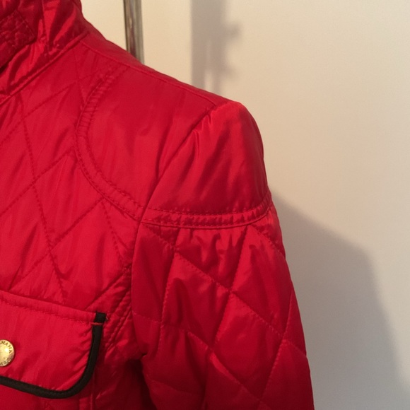 Banana Republic Red Quilted Jacket with Black Trim and Gold Hardware - Picture 5 of 12